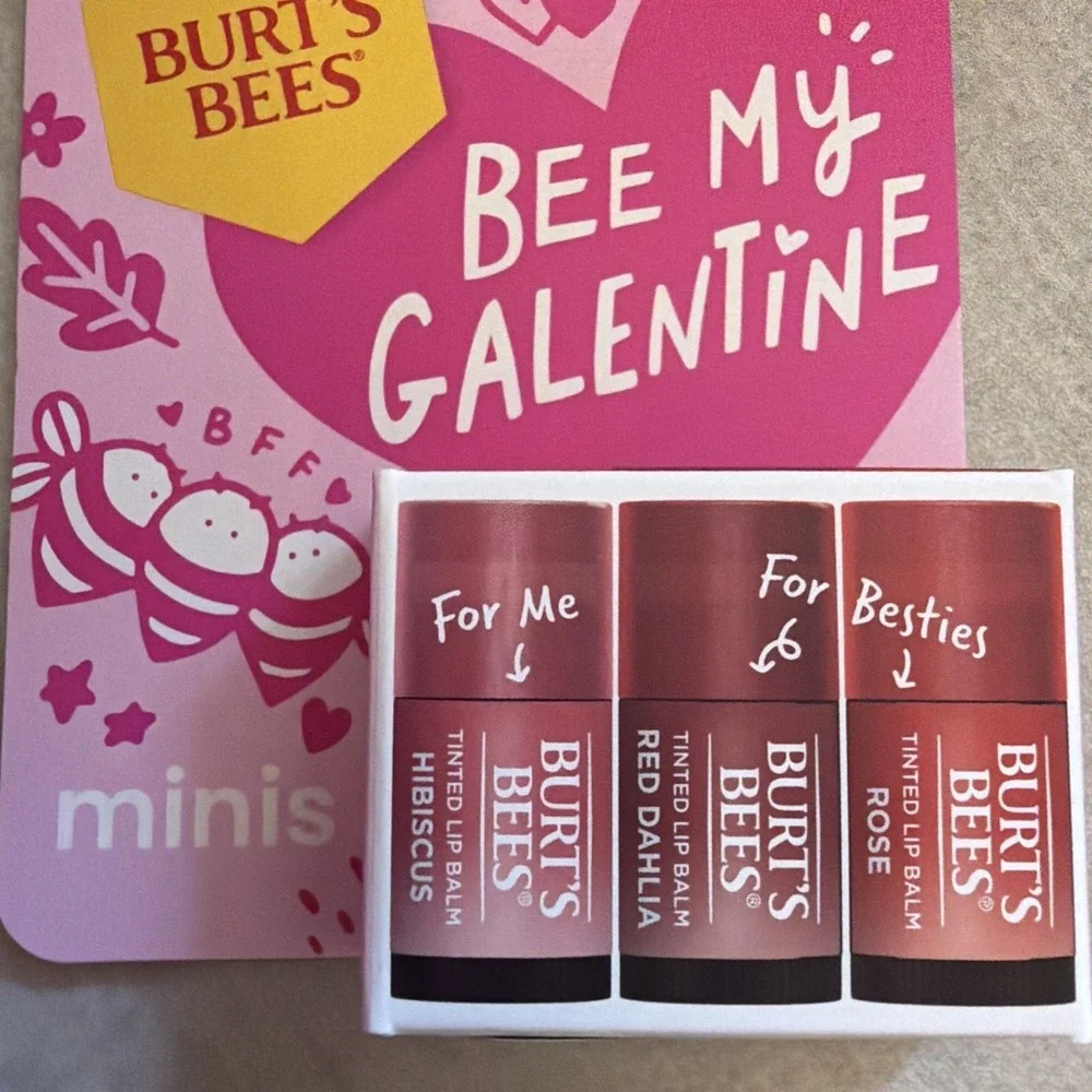 1 Burts  Bees Bee My Galentine Valentines Day Tinted Mini Lip Balm - 0.147oz/3pk